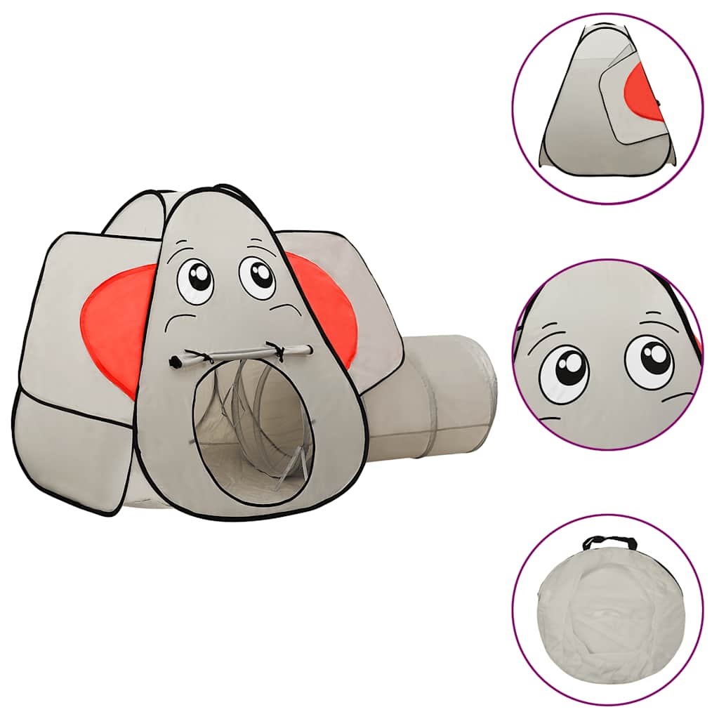 Leketelt for barn elefant med 250 baller grå 174x86x101 cm