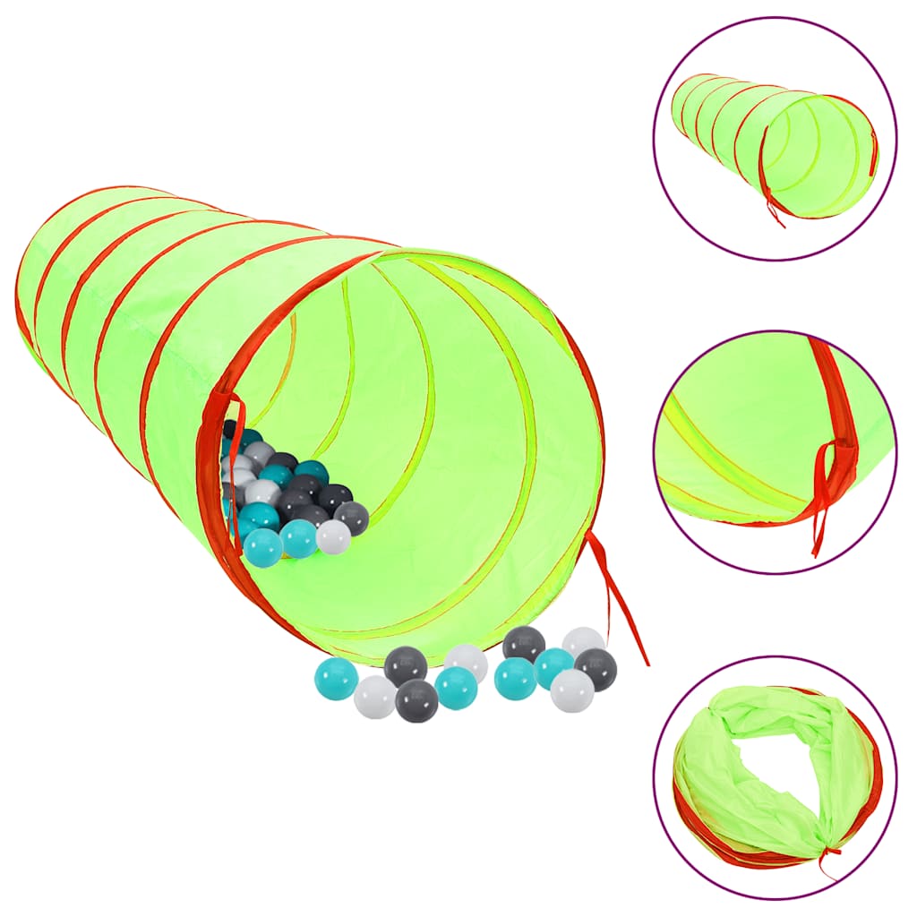 Leketunnel for barn med 250 baller grønn 175 cm polyester