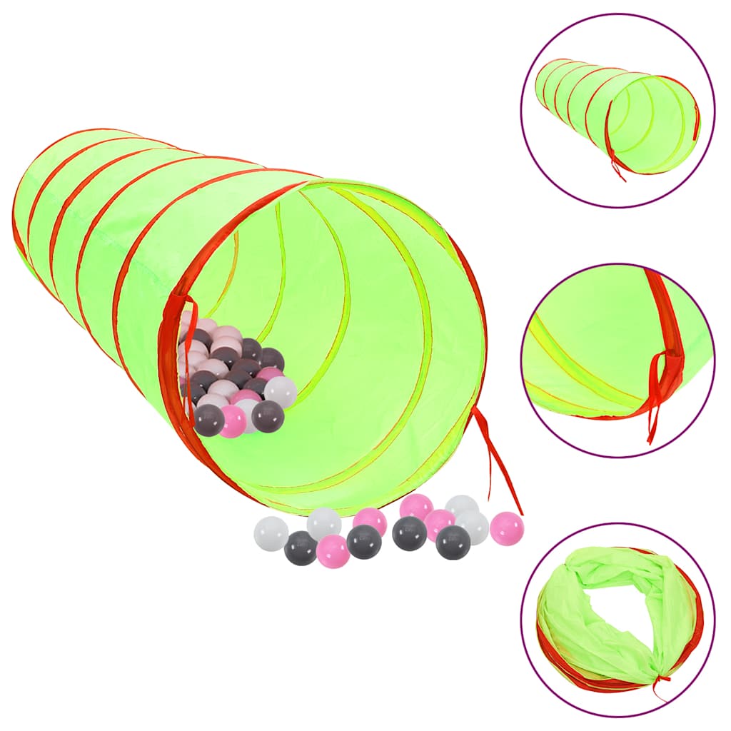 Leketunnel for barn med 250 baller grønn 175 cm polyester