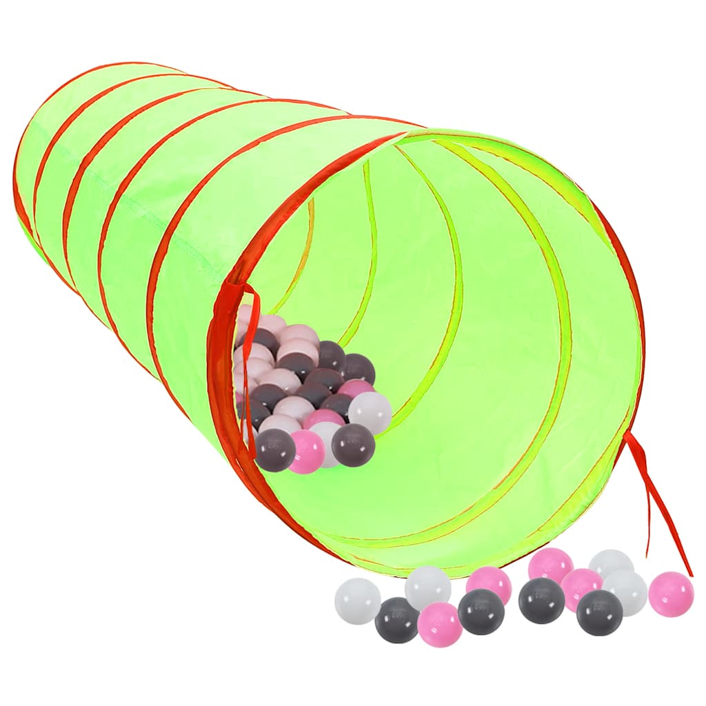 Leketunnel for barn med 250 baller grønn 175 cm polyester