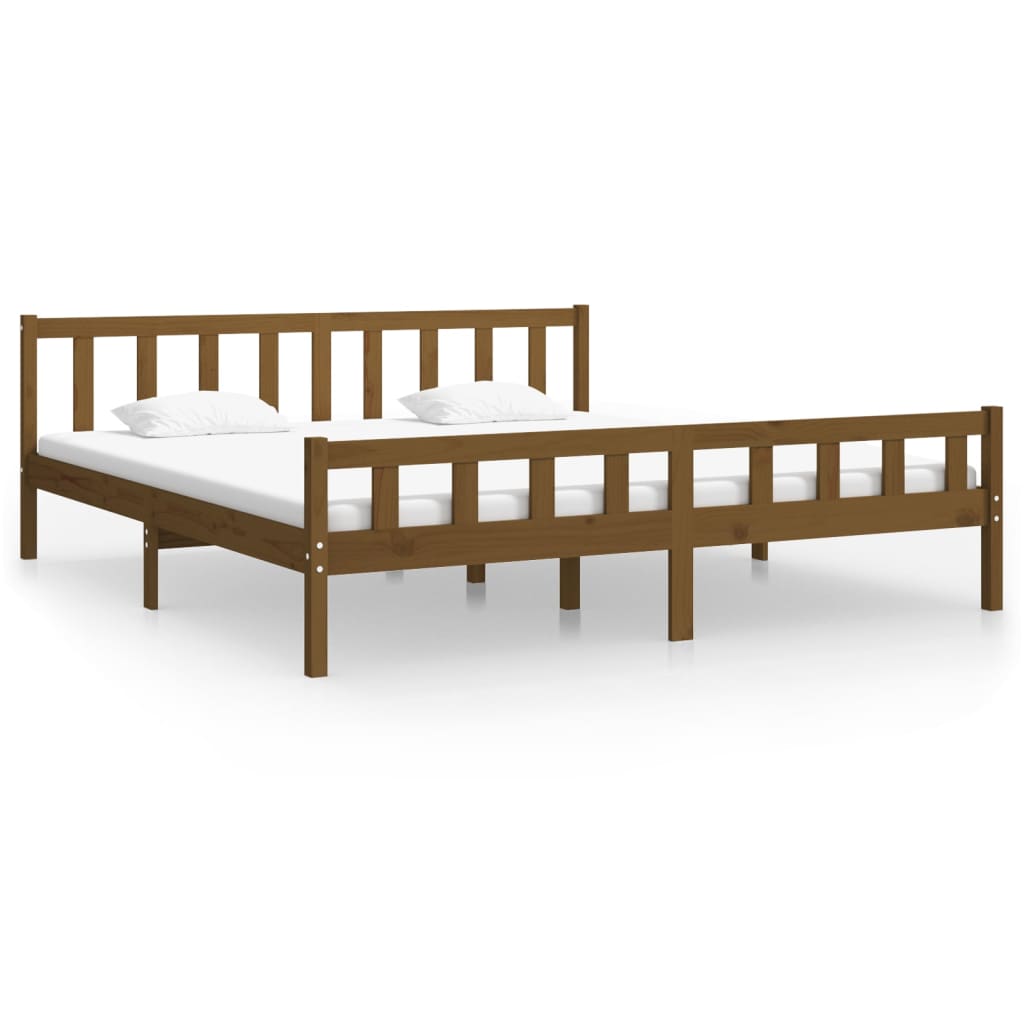 Sengeramme honningbrun heltre 200x200 cm