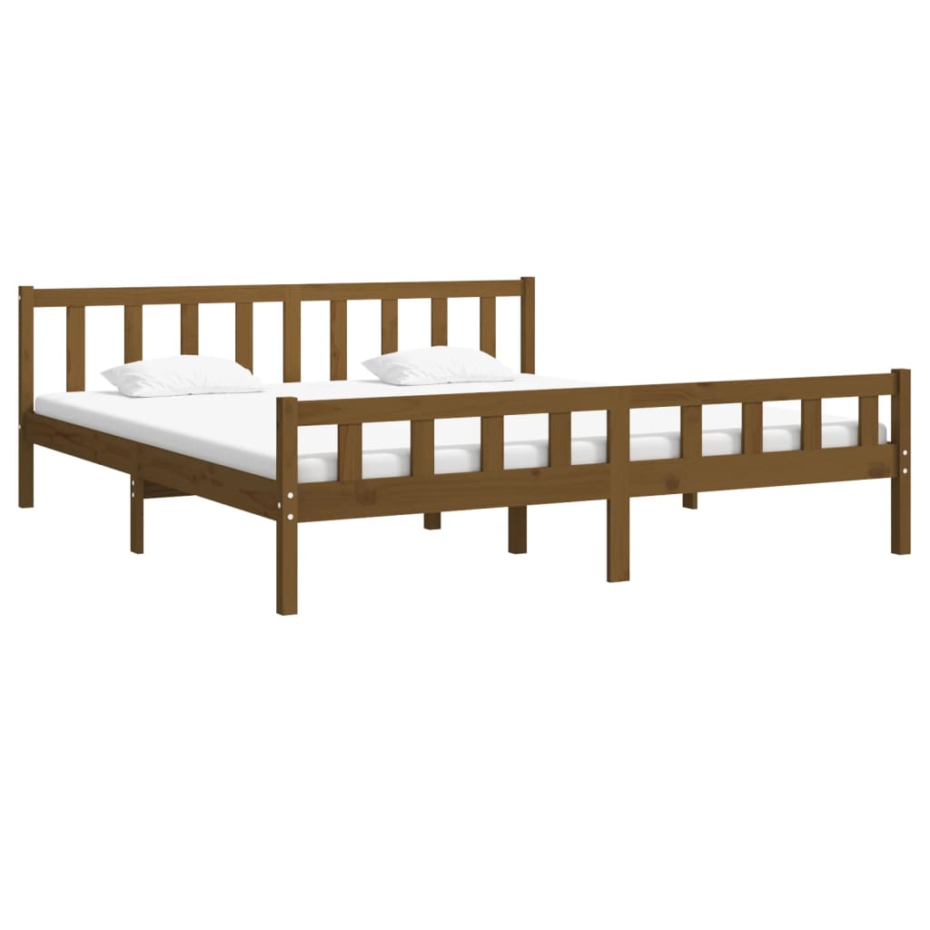 Sengeramme honningbrun heltre 200x200 cm