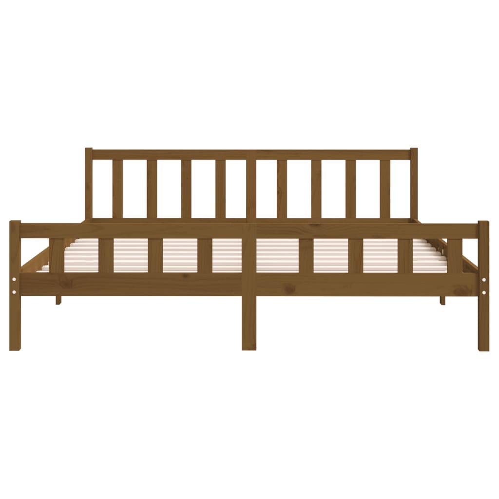 Sengeramme honningbrun heltre 200x200 cm