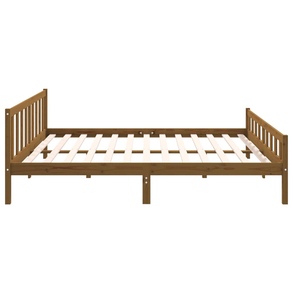 Sengeramme honningbrun heltre 200x200 cm