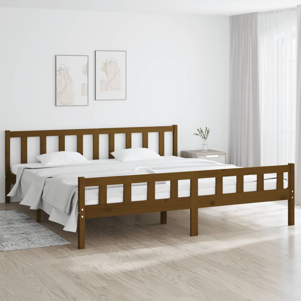 Sengeramme honningbrun heltre 200x200 cm
