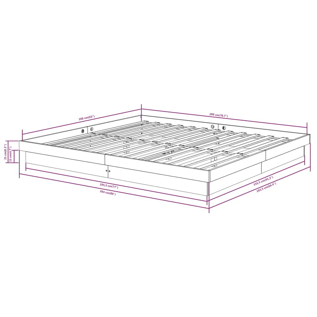 Sengeramme hvit heltre 160x200 cm