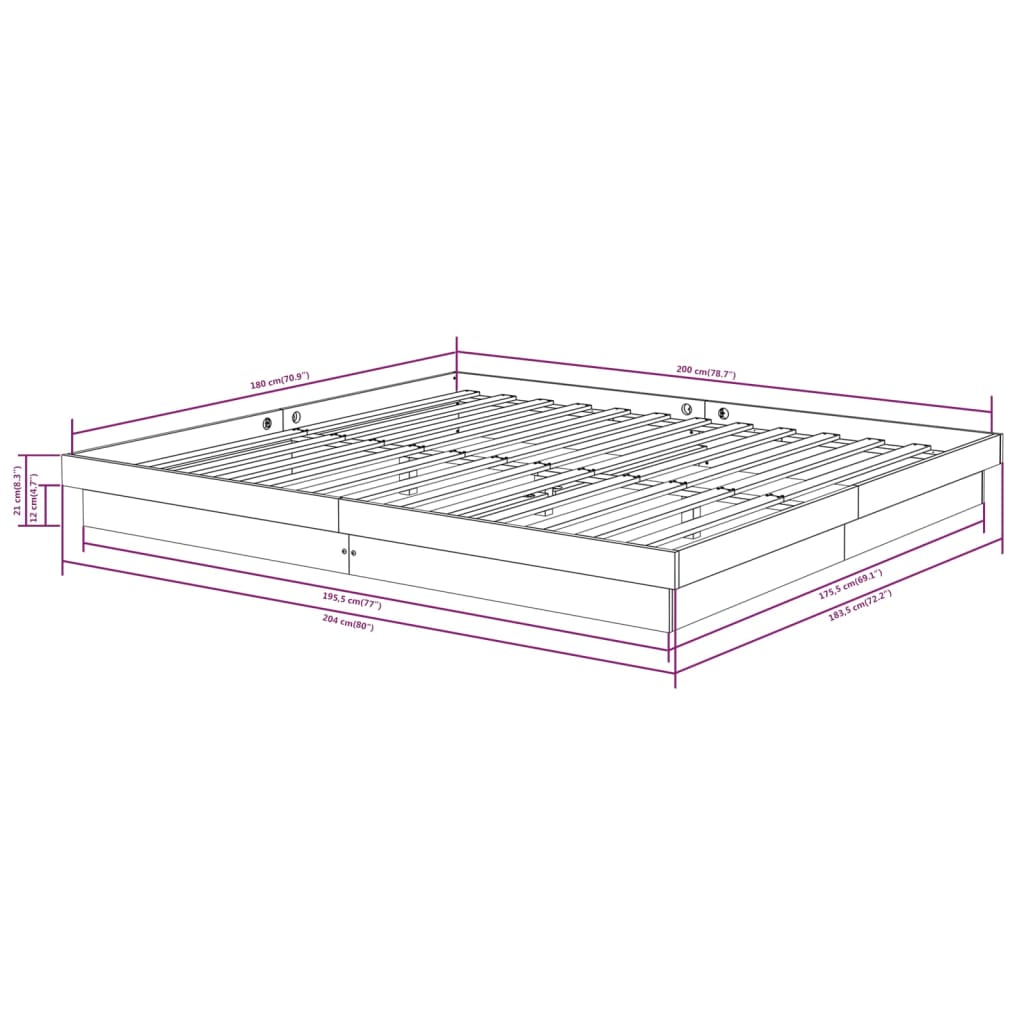 Sengeramme hvit heltre 180x200 cm Super King