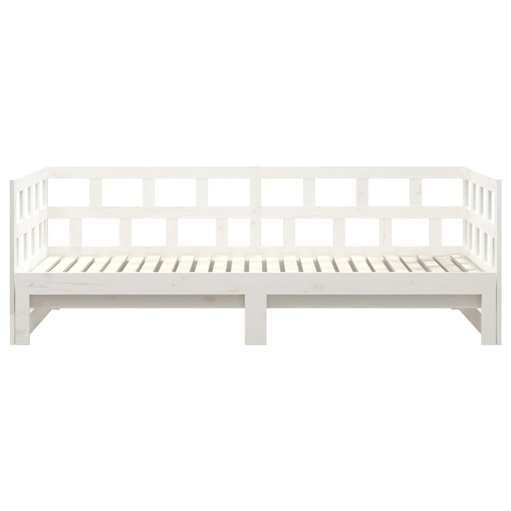Uttrekkbar dagseng hvit heltre furu 2x(90x200) cm