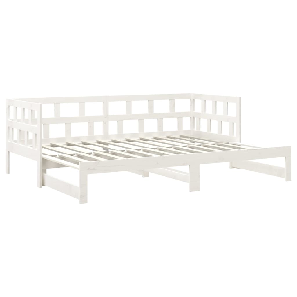 Uttrekkbar dagseng hvit heltre furu 2x(80x200) cm vidaXL