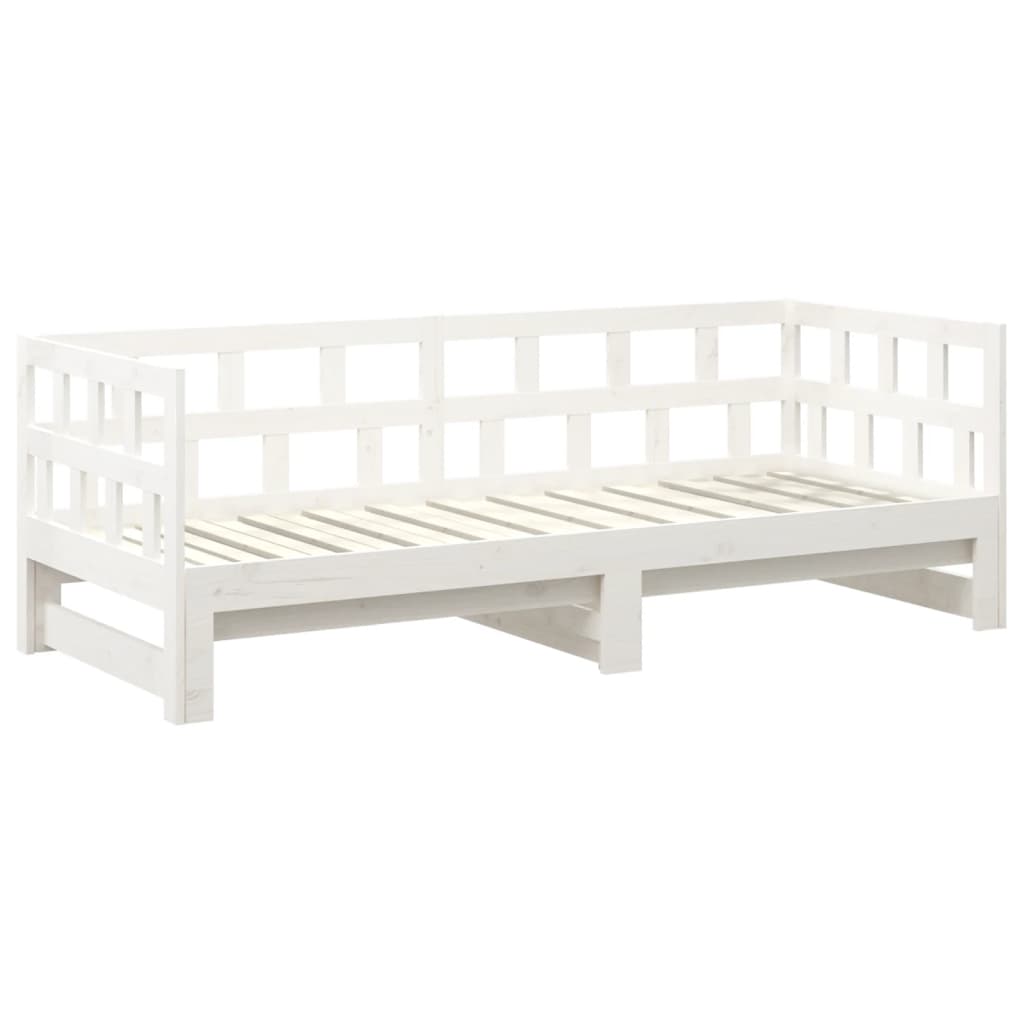 Uttrekkbar dagseng hvit heltre furu 2x(90x190) cm vidaXL