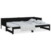Uttrekkbar dagseng svart heltre furu 2x(90x200) cm