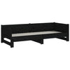 Uttrekkbar dagseng svart heltre furu 2x(90x200) cm