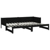 Uttrekkbar dagseng svart heltre furu 2x(90x200) cm