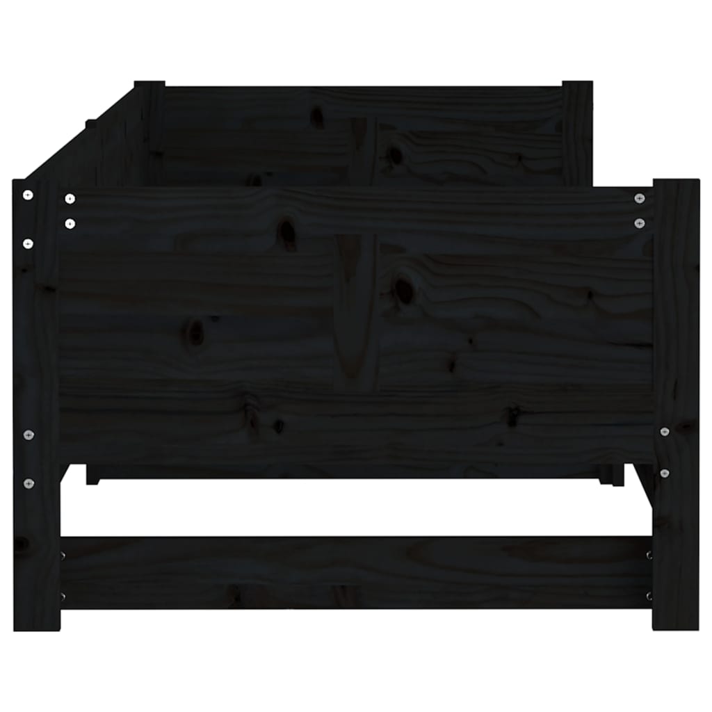 Uttrekkbar dagseng svart heltre furu 2x(90x190) cm