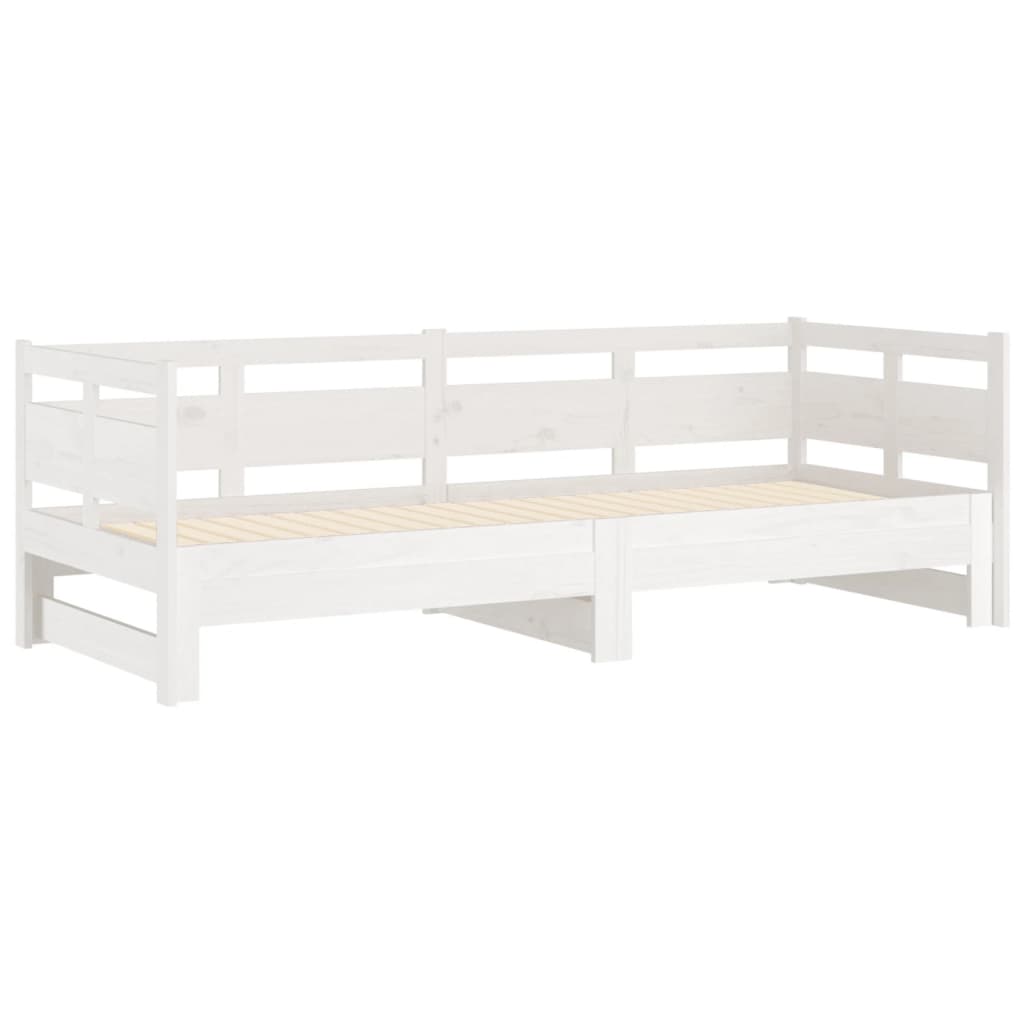 Uttrekkbar dagseng hvit heltre furu 2x(90x200) cm