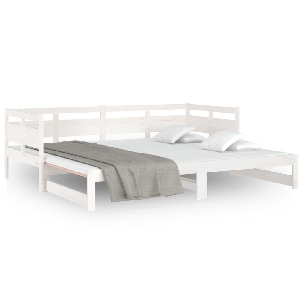 Uttrekkbar dagseng hvit heltre furu 2x(80x200) cm
