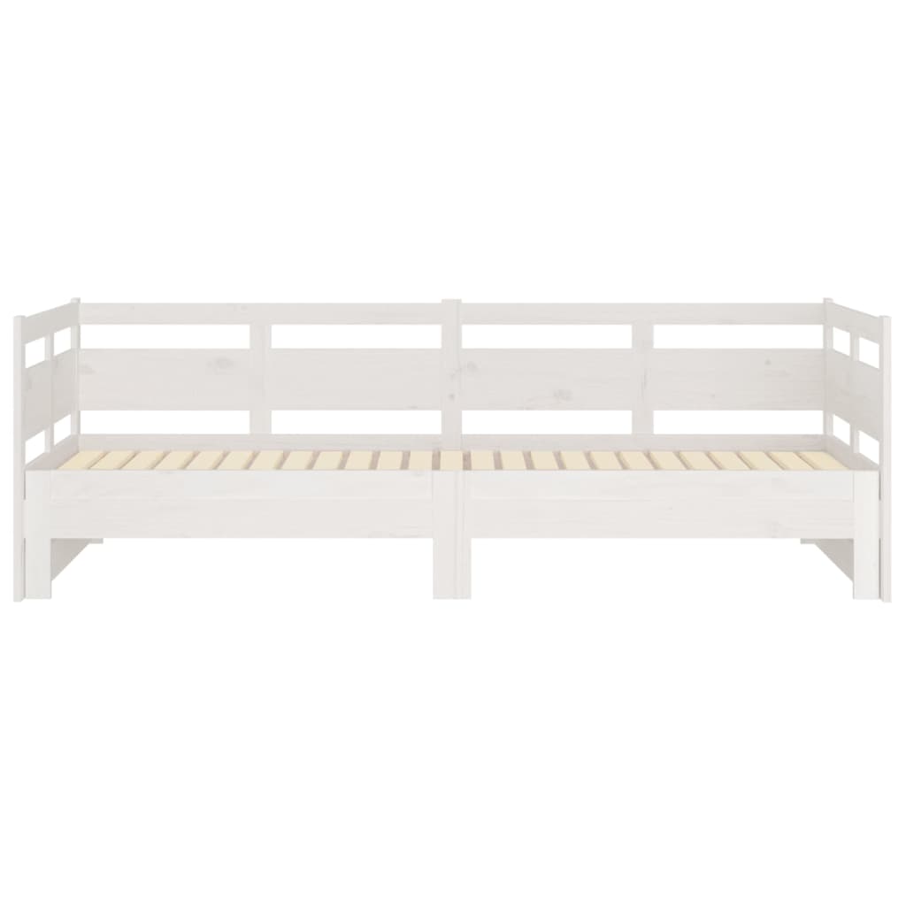 Uttrekkbar dagseng hvit heltre furu 2x(80x200) cm