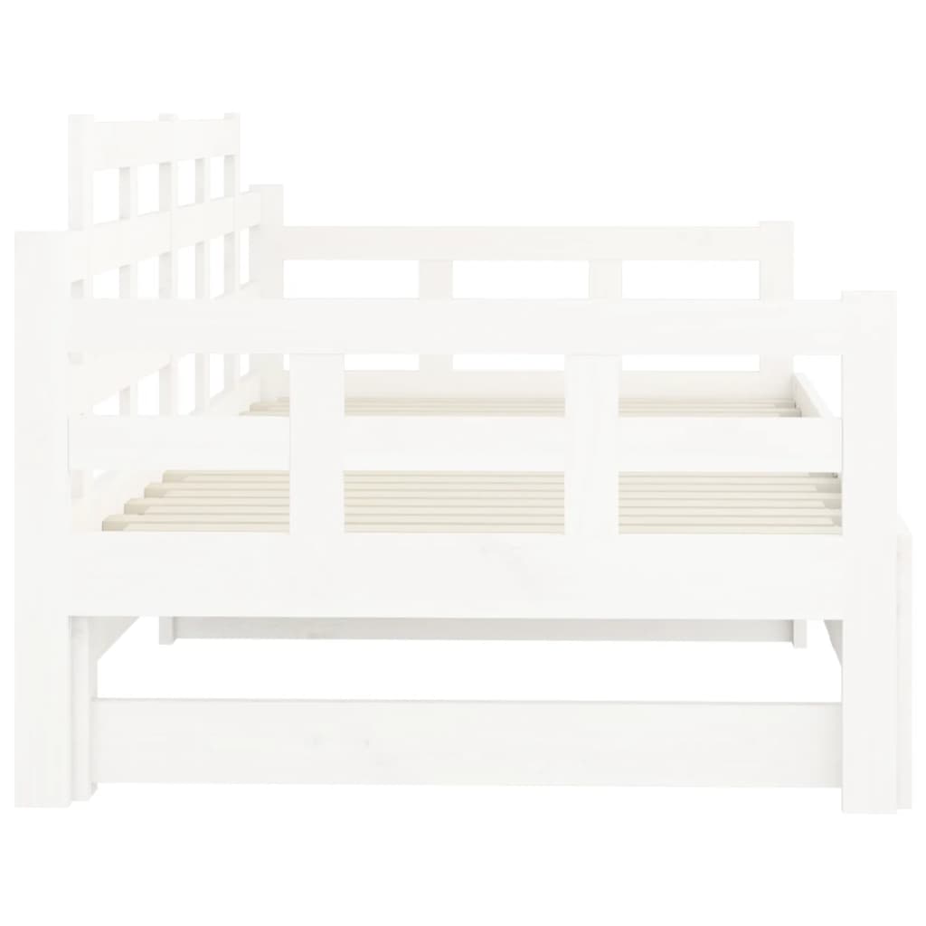 Uttrekkbar dagseng hvit heltre furu 2x(90x200) cm