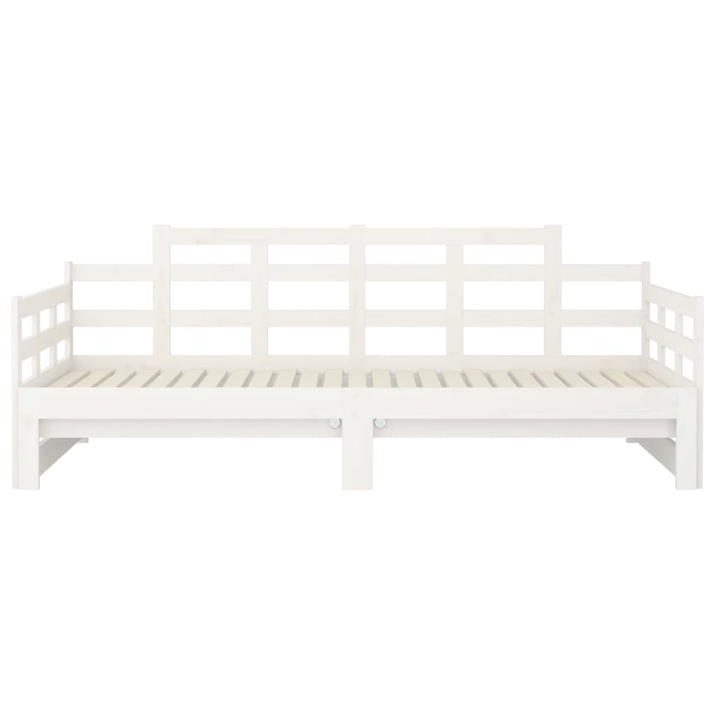Uttrekkbar dagseng hvit heltre furu 2x(90x190) cm