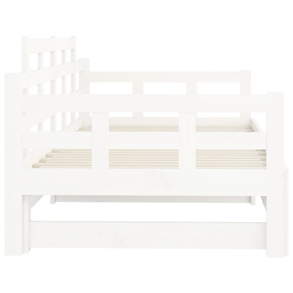 Uttrekkbar dagseng hvit heltre furu 2x(90x190) cm