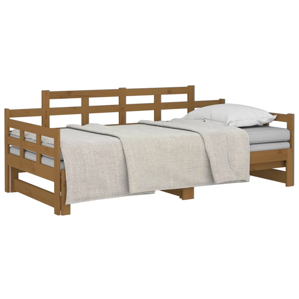 Uttrekkbar dagseng honningbrun heltre furu 2x(90x190) cm vidaXL