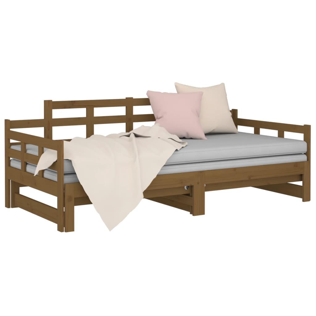 Uttrekkbar dagseng honningbrun heltre furu 2x(90x190) cm vidaXL