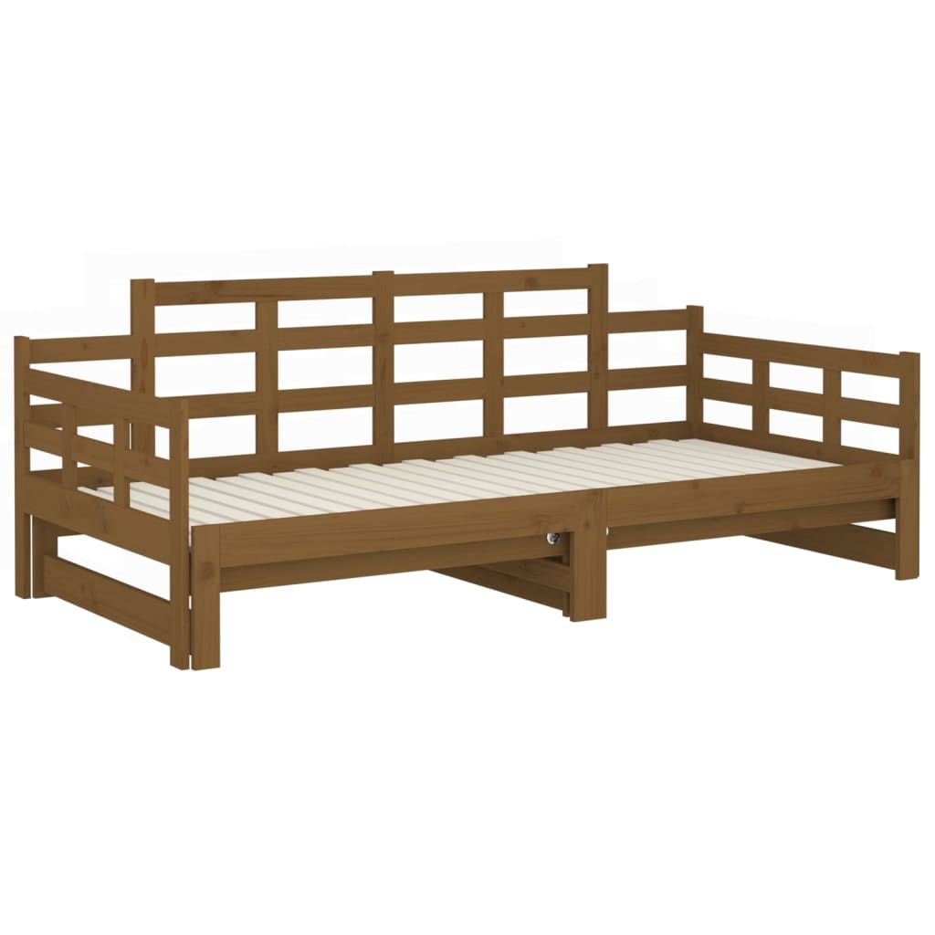 Uttrekkbar dagseng honningbrun heltre furu 2x(90x190) cm vidaXL