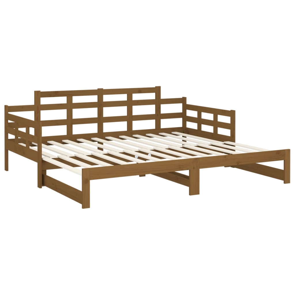 Uttrekkbar dagseng honningbrun heltre furu 2x(90x190) cm vidaXL