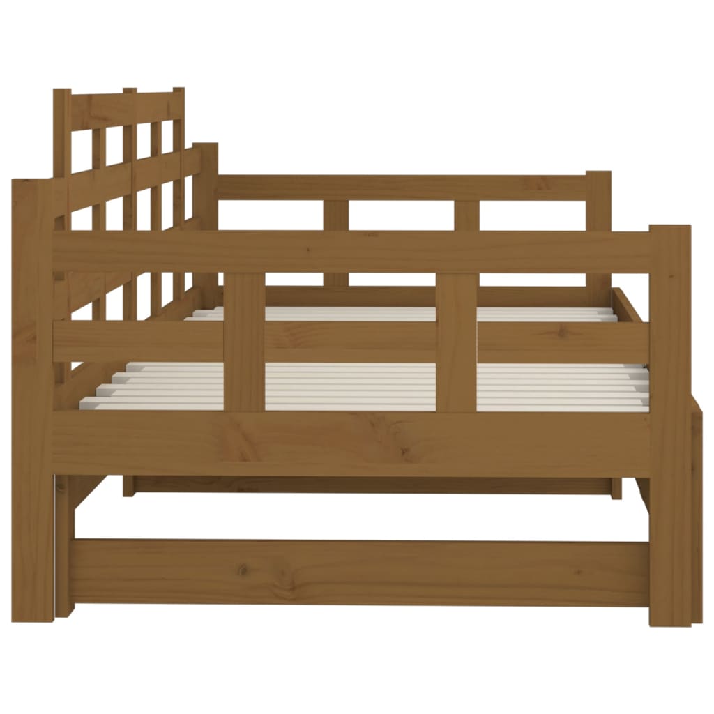 Uttrekkbar dagseng honningbrun heltre furu 2x(90x190) cm vidaXL