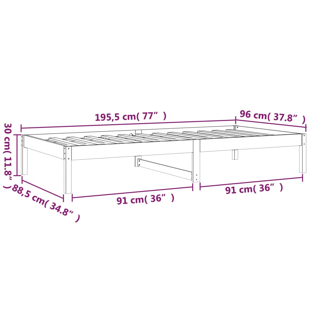 Dagseng 90x190 cm Single heltre furu