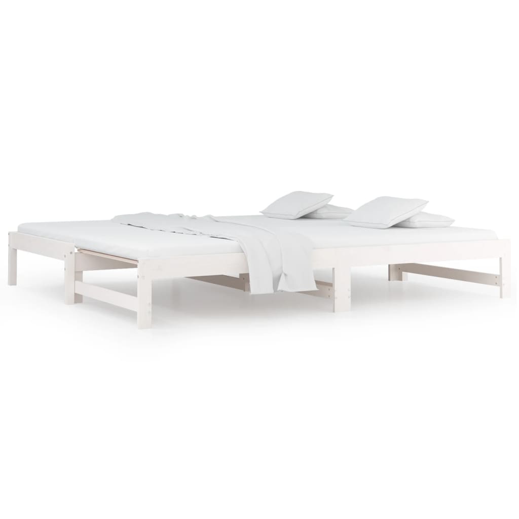 Uttrekkbar dagseng hvit 2x(90x190) cm heltre furu