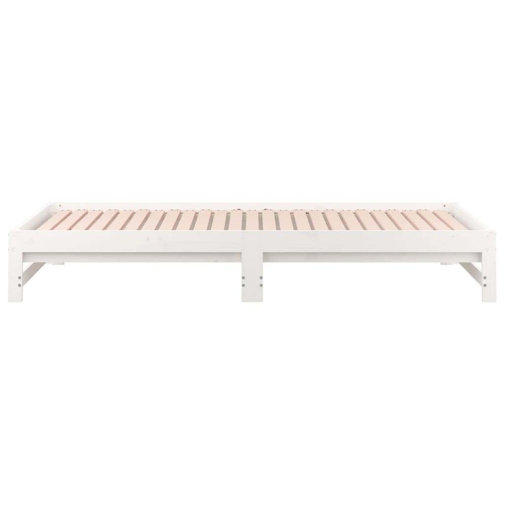 Uttrekkbar dagseng hvit 2x(90x190) cm heltre furu
