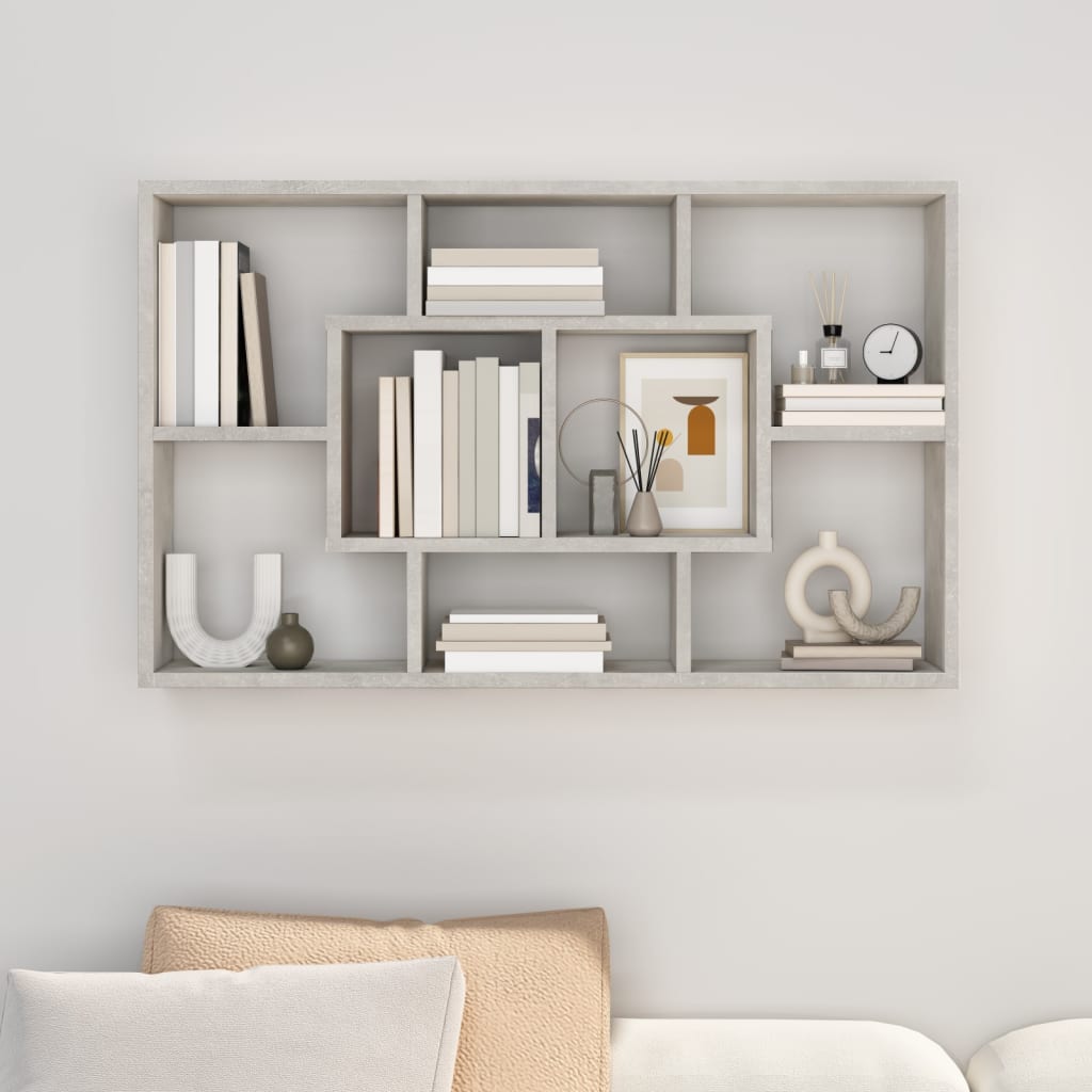 Vegghylle betonggrå 85x16x52,5 cm konstruert tre vidaXL