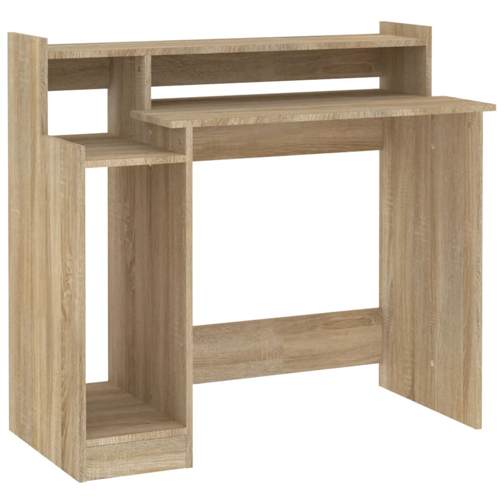 Skrivebord med LED-lys sonoma eik 97x45x90 cm konstruert tre