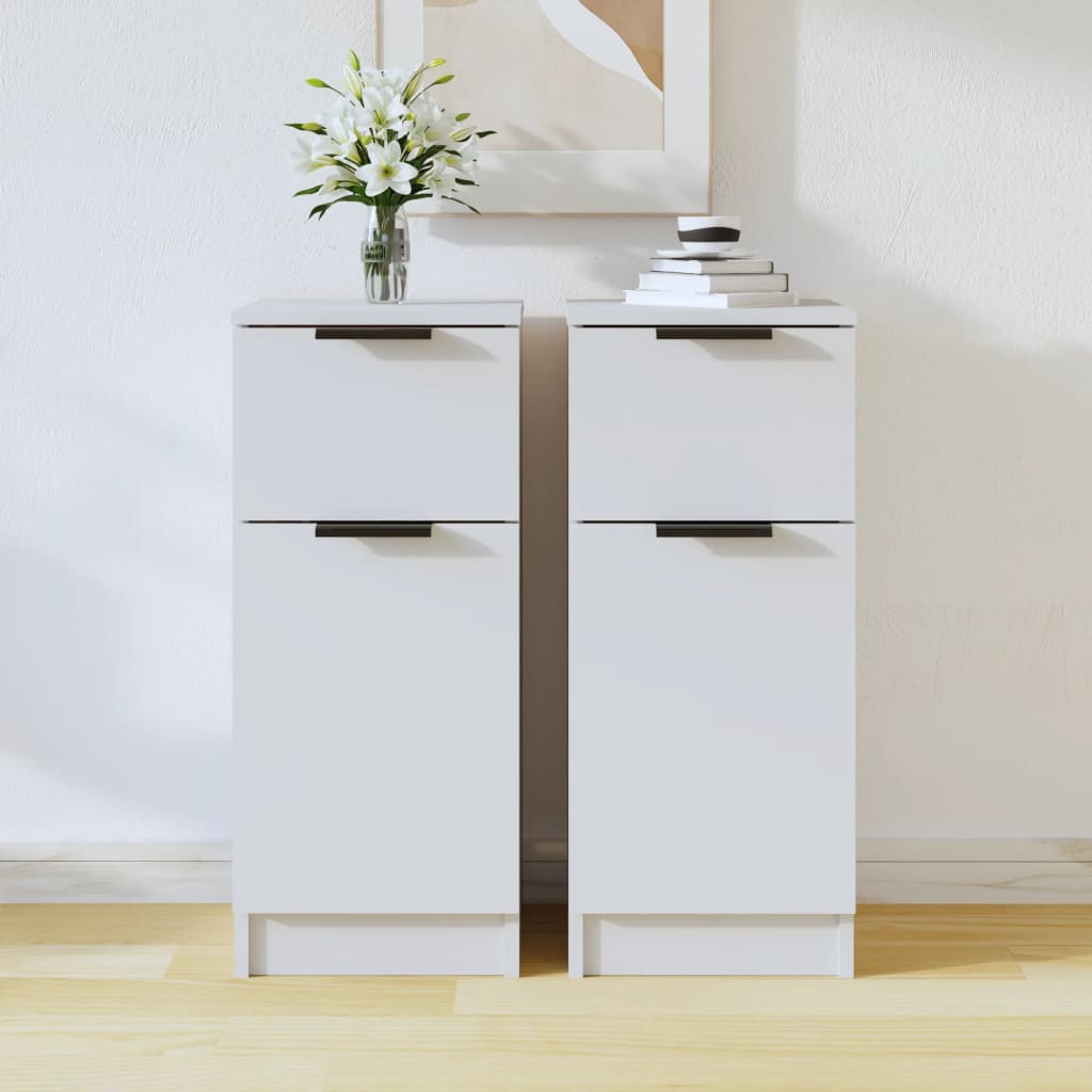 Skjenker 2 stk hvit 30x30x70 cm konstruert tre