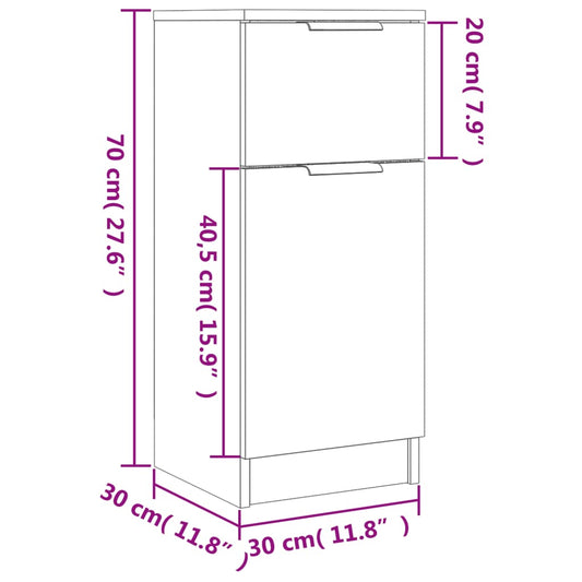 Skjenk svart 30x30x70 cm konstruert tre