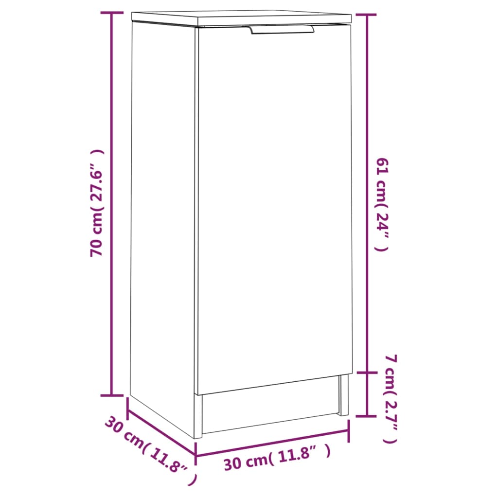 Skjenk betonggrå 30x30x70 cm konstruert tre
