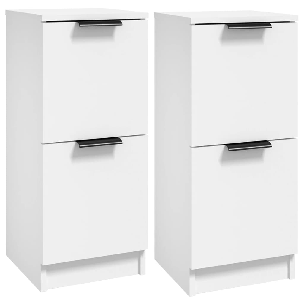 Skjenker 2 stk hvit 30x30x70 cm konstruert tre