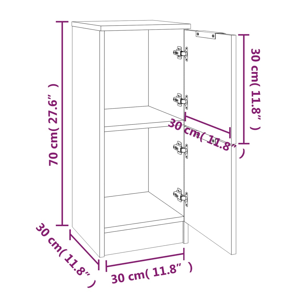 Skjenk betonggrå 30x30x70 cm konstruert tre