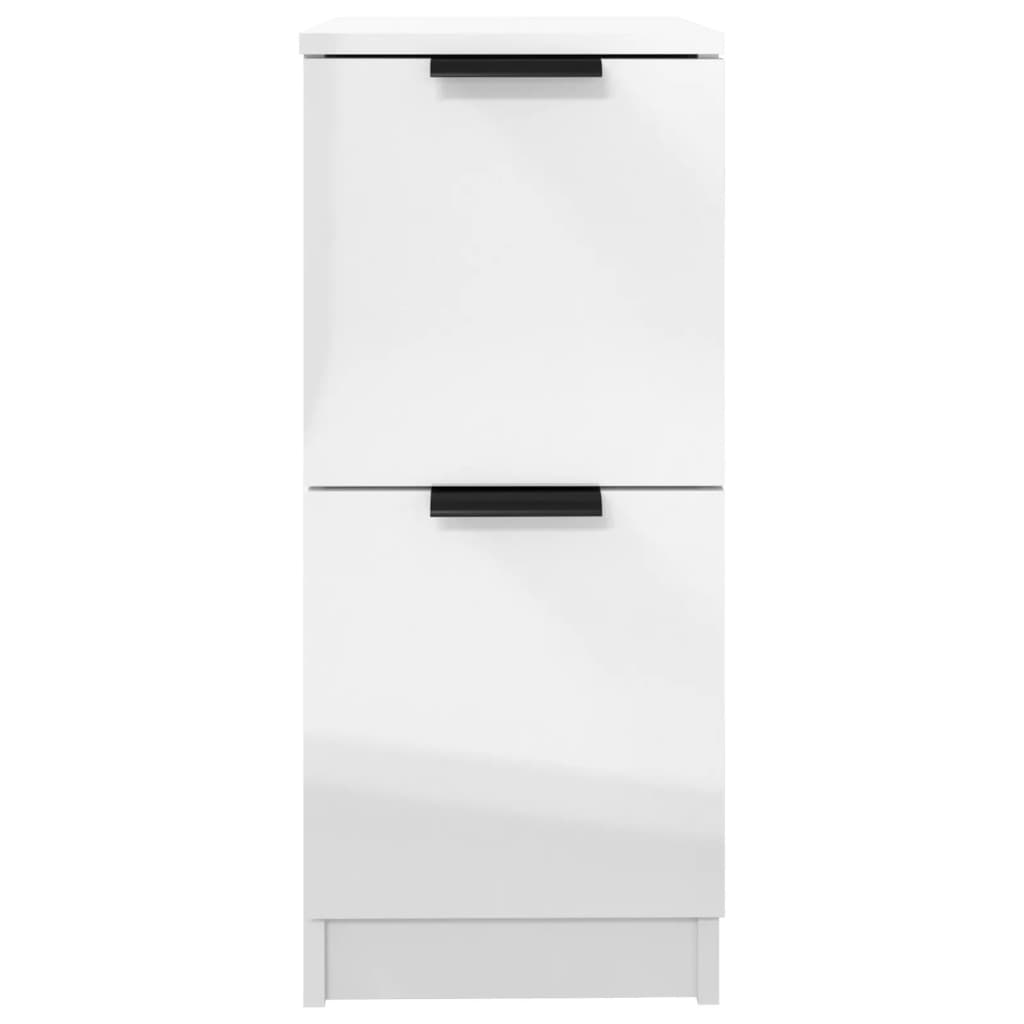 Skjenker 2 stk høyglans hvit 30x30x70 cm konstruert tre