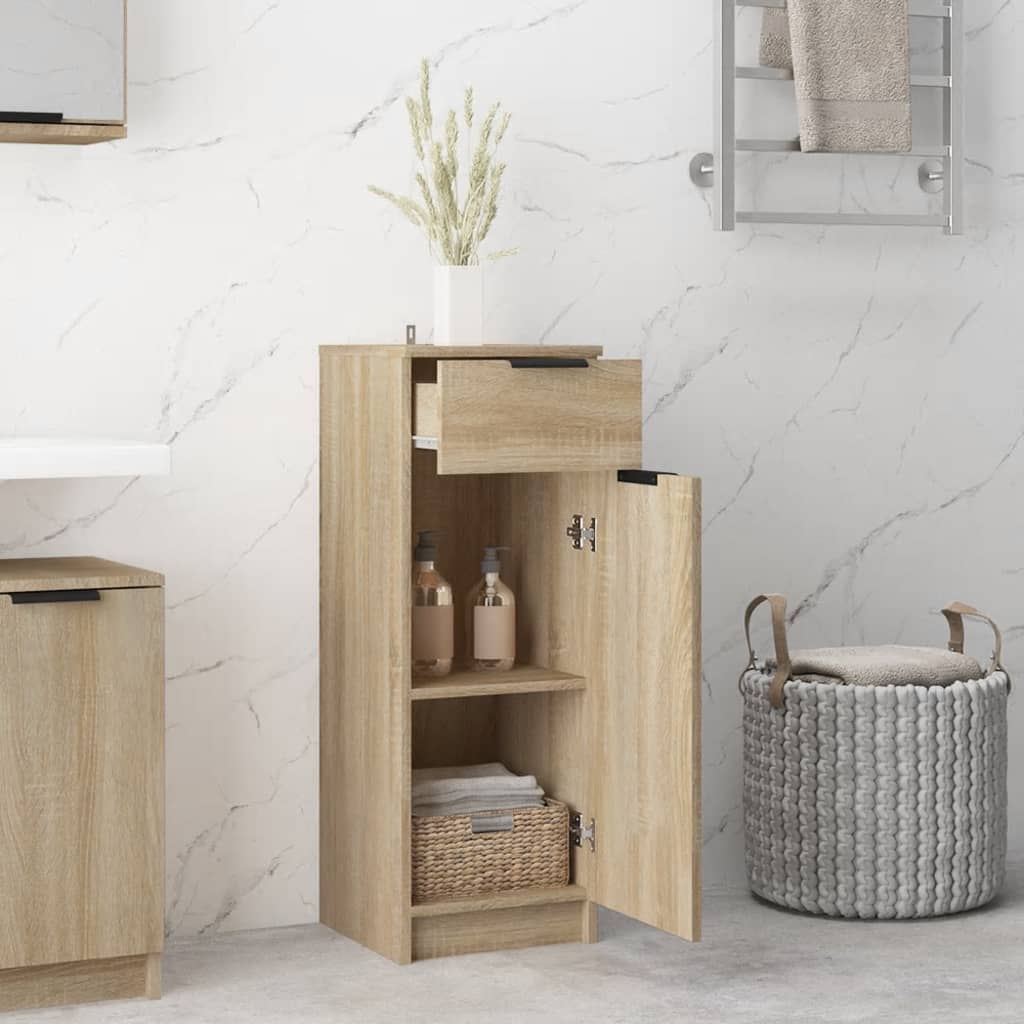 Baderomsskap sonoma eik 32x33,5x90 cm konstruert tre
