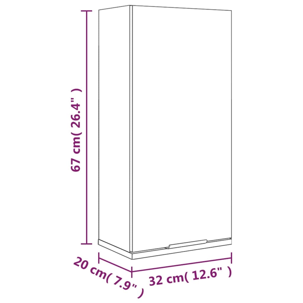Vegghengt baderomsskap hvit 32x20x67 cm