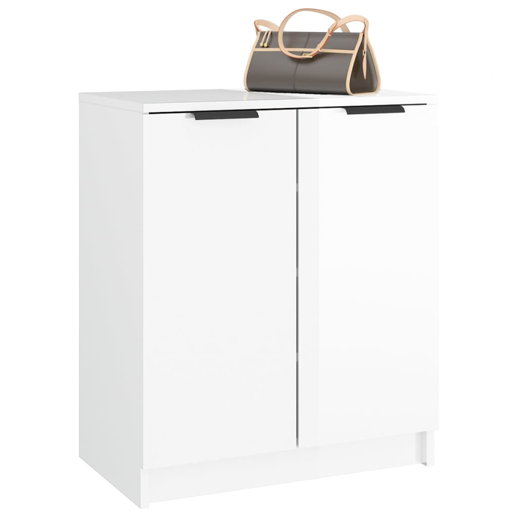 Skoskap høyglans hvit 59x35x70 cm konstruert tre