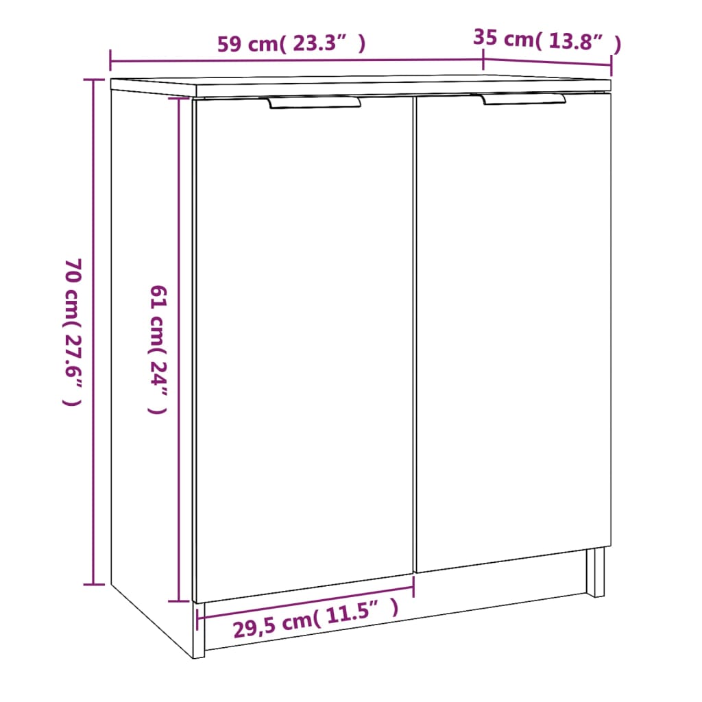 Skoskap høyglans hvit 59x35x70 cm konstruert tre