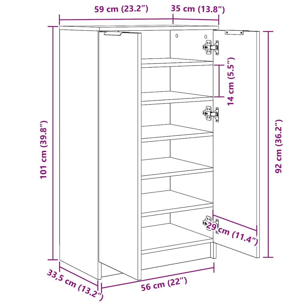 Skoskap betonggrå 59x35x100,5 cm konstruert tre