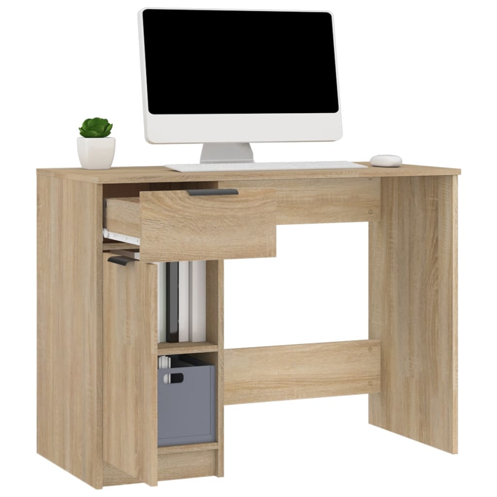 Skrivebord sonoma eik 100x50x75 cm konstruert tre