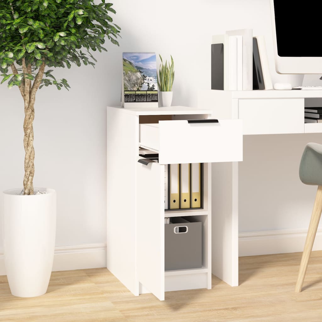 Skrivebordskap hvit 33,5x50x75 cm konstruert tre
