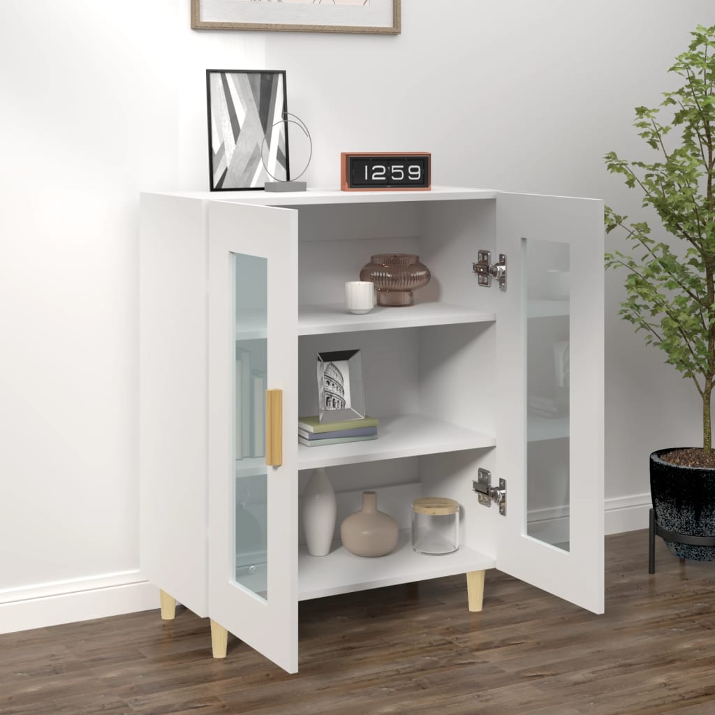 Skjenk hvit 69,5x34x90 cm konstruert tre