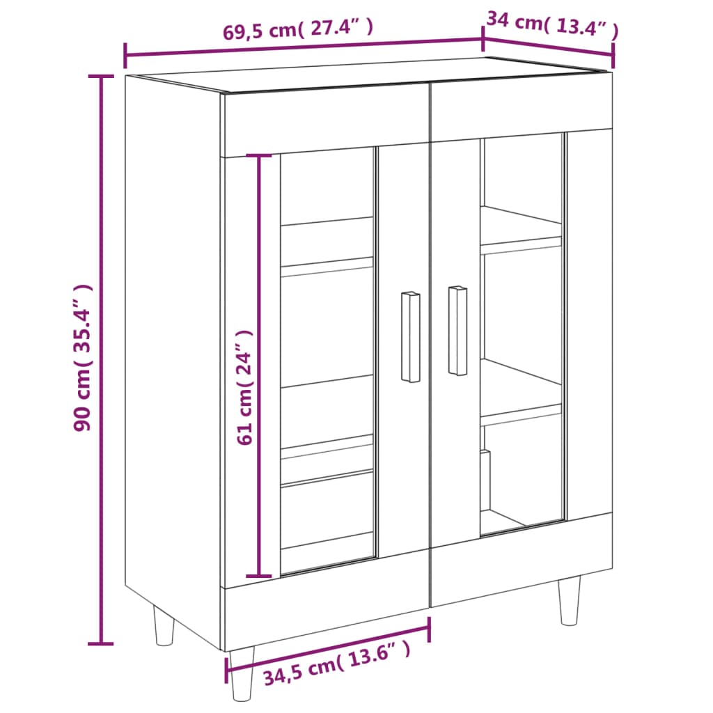 Skjenk betonggrå 69,5x34x90 cm konstruert tre
