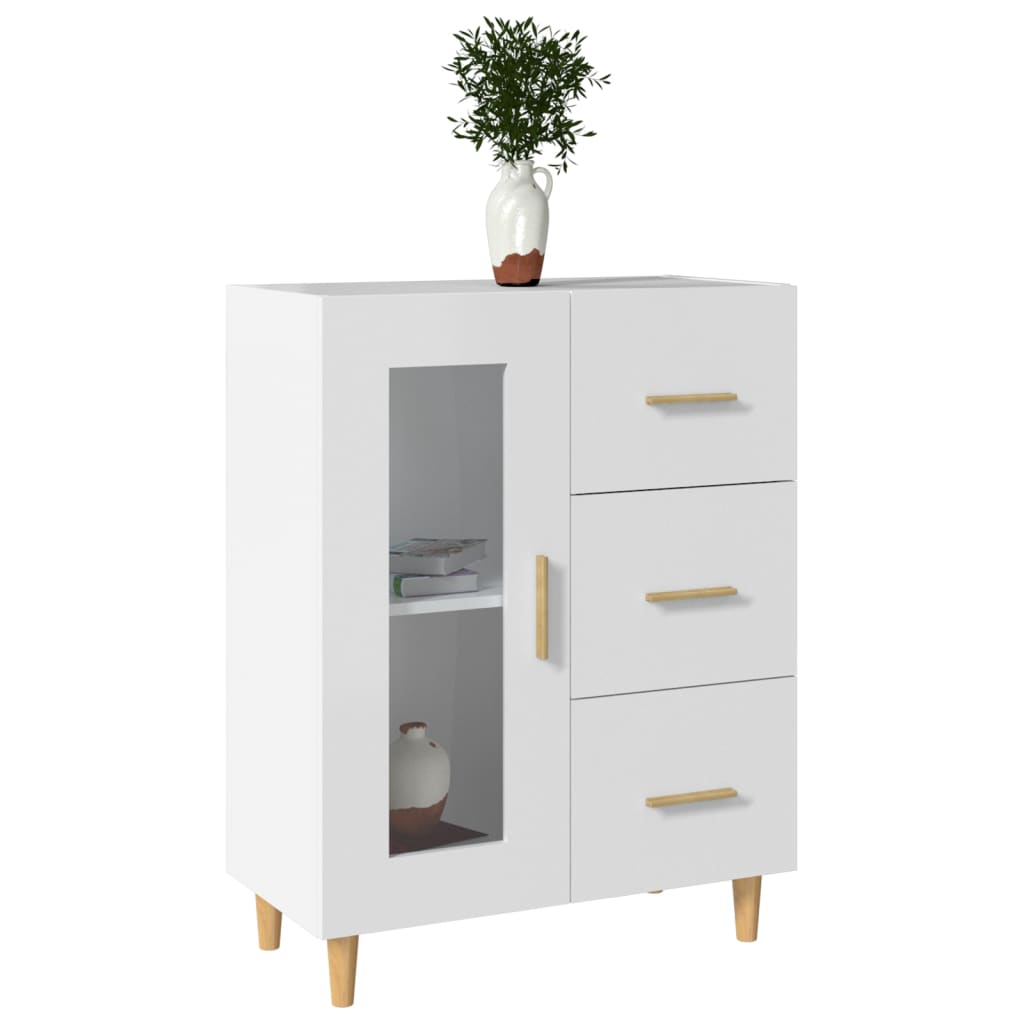 Skjenk hvit 69,5x34x90 cm konstruert tre